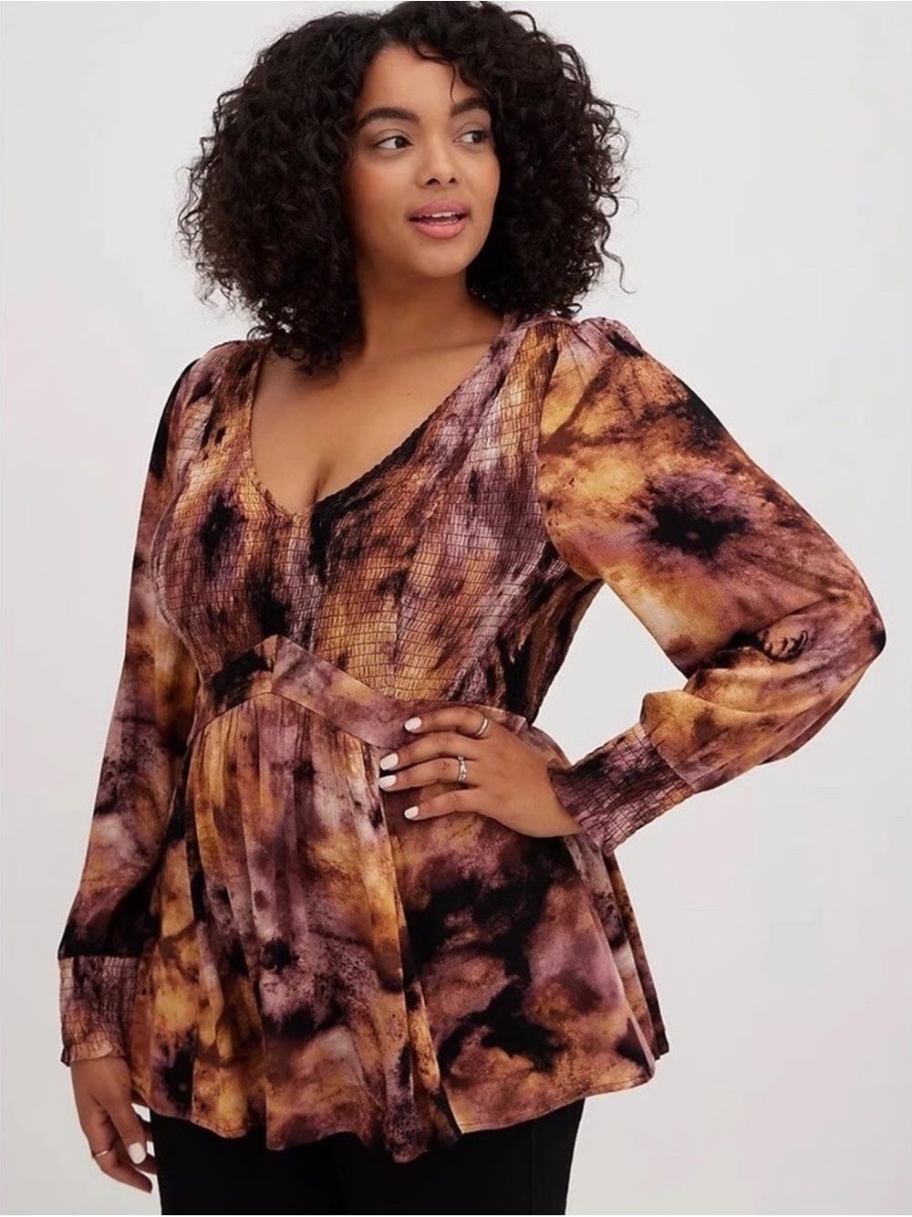 Torrid Babydoll Crinkle Gauze Tie Dye Shirt
